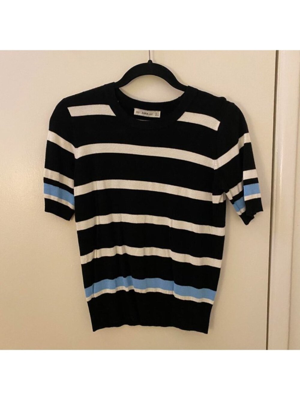 Black, white, and blue striped sweater from Zara
